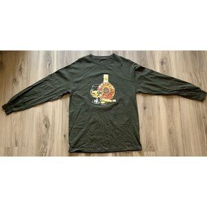 LQQK x Blue-Sun Record Store Long Sleeve T-Shirt Cognac Cigar Olive Green Size M